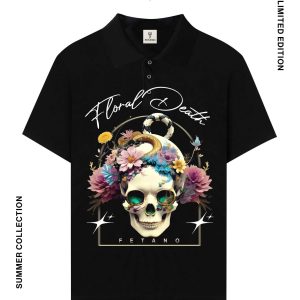 Polo Shirt - Rose Skull-Floral Death Polo