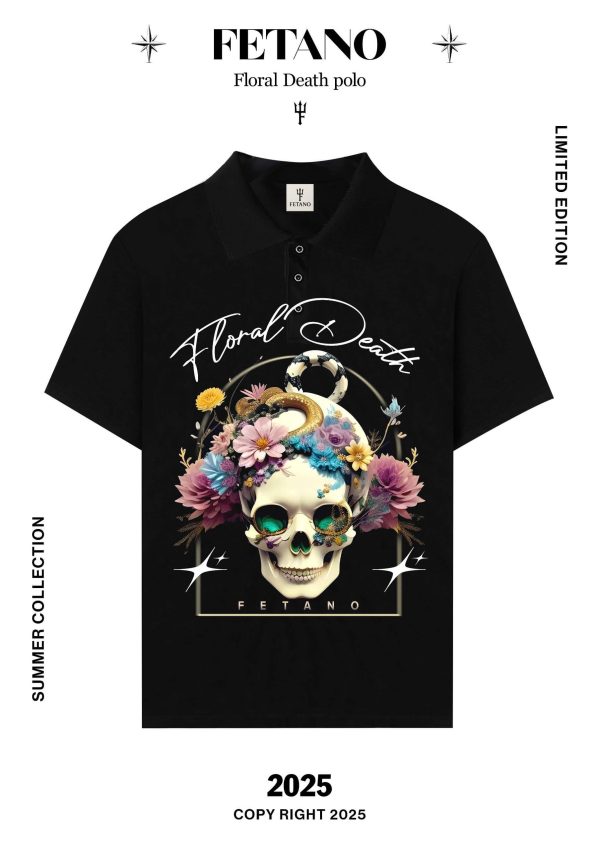 Polo Shirt - Rose Skull-Floral Death Polo