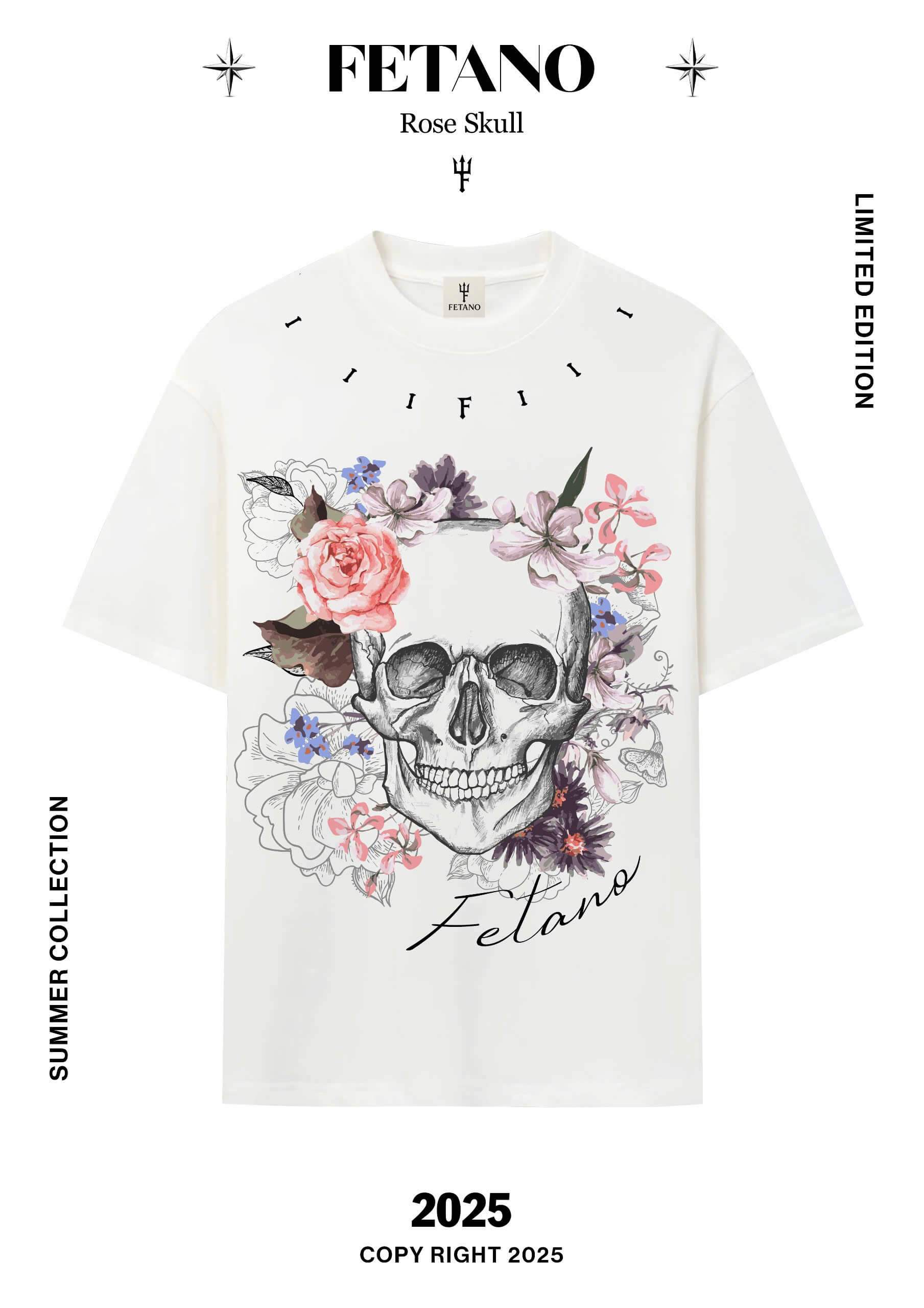 T-shirt - Rose Skull-Floral Death