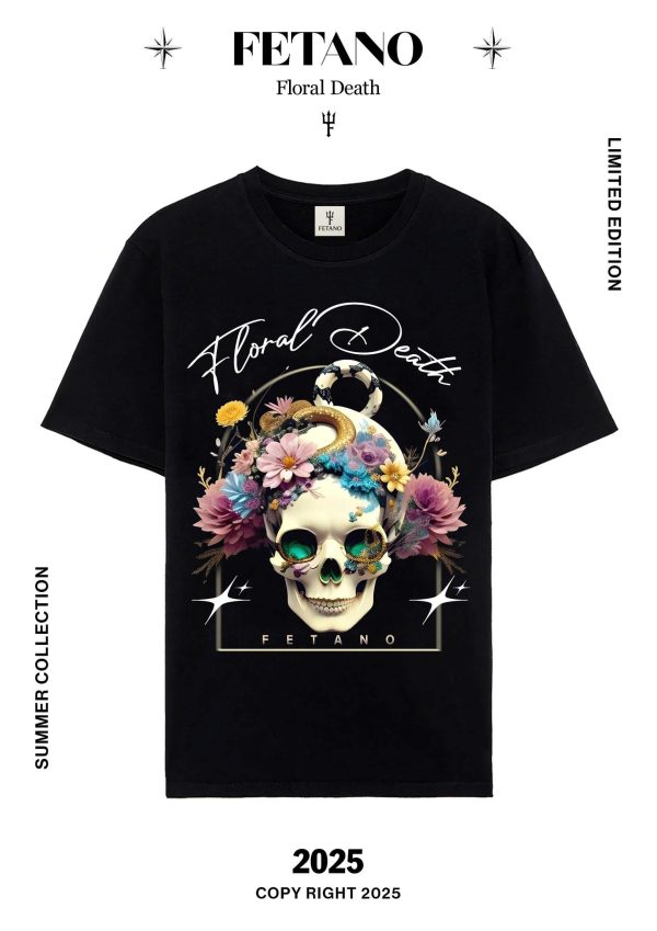 T-shirt - Rose Skull-Floral Death - Hình ảnh 3